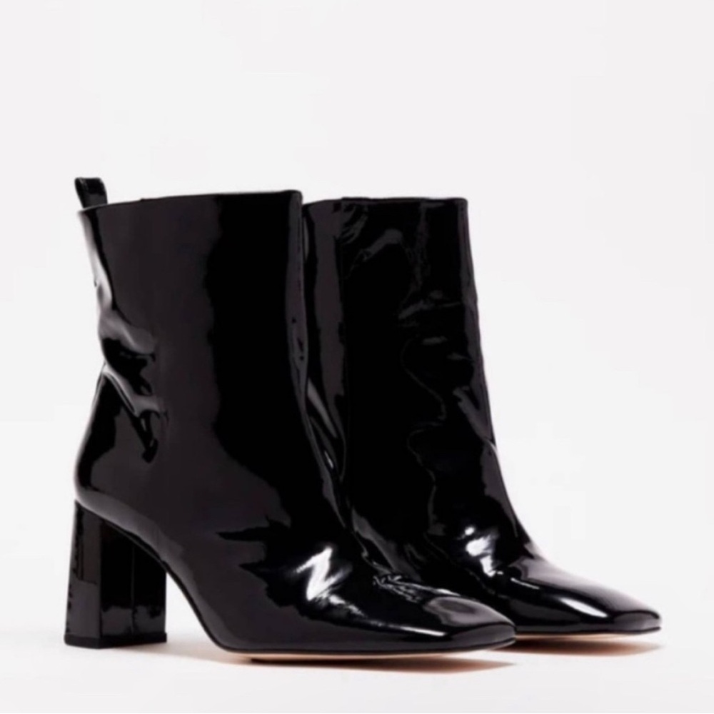 Good American patent leather Black Ankle Boots 9.5